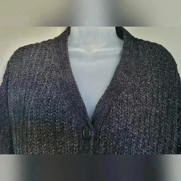 NWT Maurices Solid Metallic button-down cardigan, Black, Womens oversided XS - Picture 5 of 11